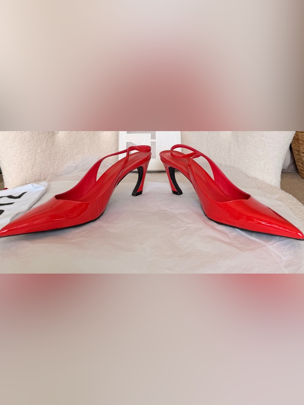 SCHUTZ Red Patent Slingback Pointed Heels